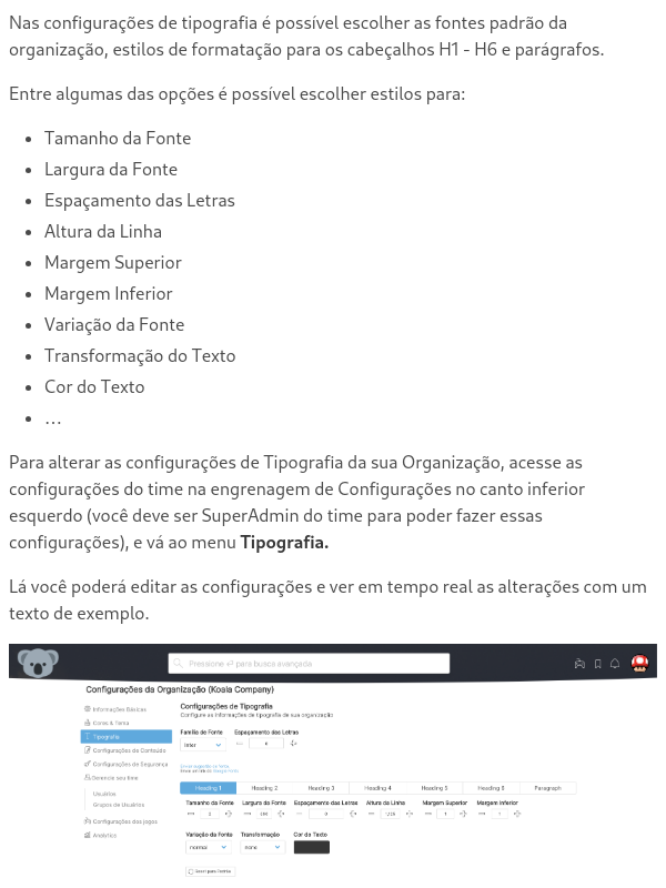 Configurações de Tipografia