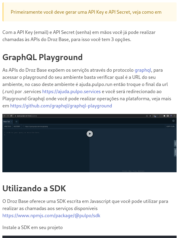 Acessando as APIs do Droz Base