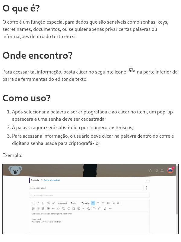 Cofre de senhas (conteúdos sensíveis)