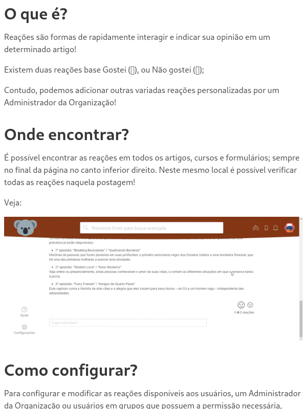 Reações customizáveis